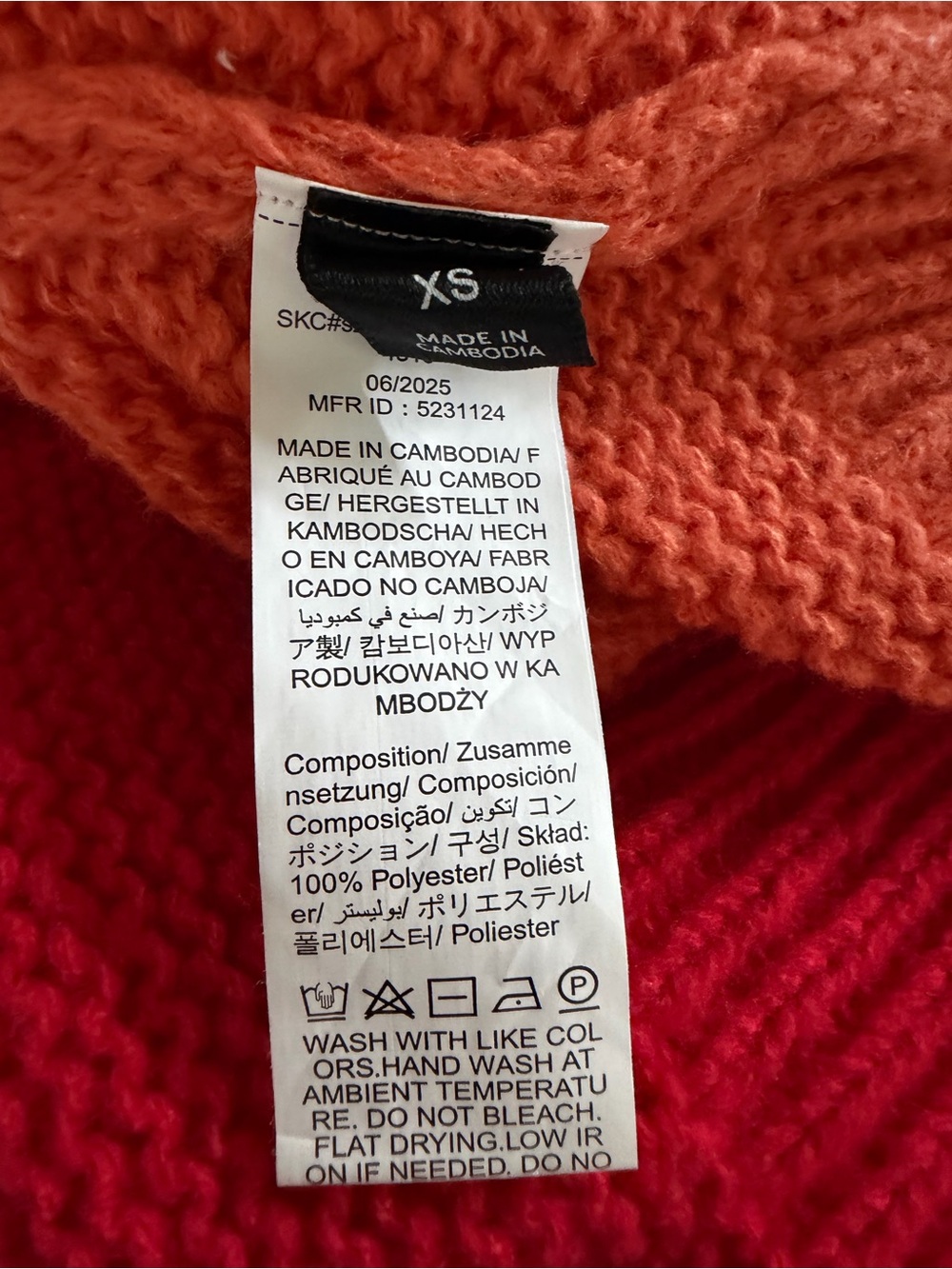 Colorblock Cropped Knit Open Cardigan V Neck Red, Orange White Casual Boho XS - Picture 11 of 11